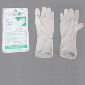 Sterilisierte OP-Handschuhe aus Latex mit gebeugtem Finger und Puder (MT58064141)